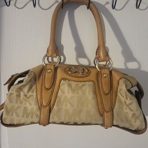 Michael Kors Monogram Hand Bag/ Brown Leather